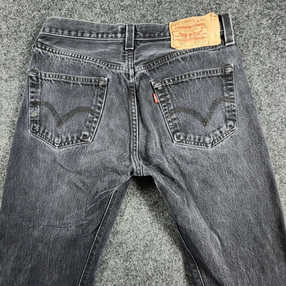 Levi's 501 Original Jeans Mens 31x32 Fit 29x29 Black Button Fly Faded Denim Y2K